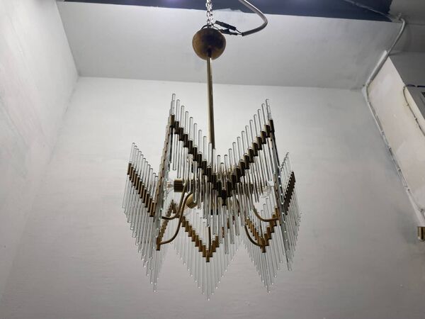 Lustre à tiges en verre de Murano années 1970