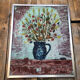 Tableau huile sur toile d cherou vase de fleurs
