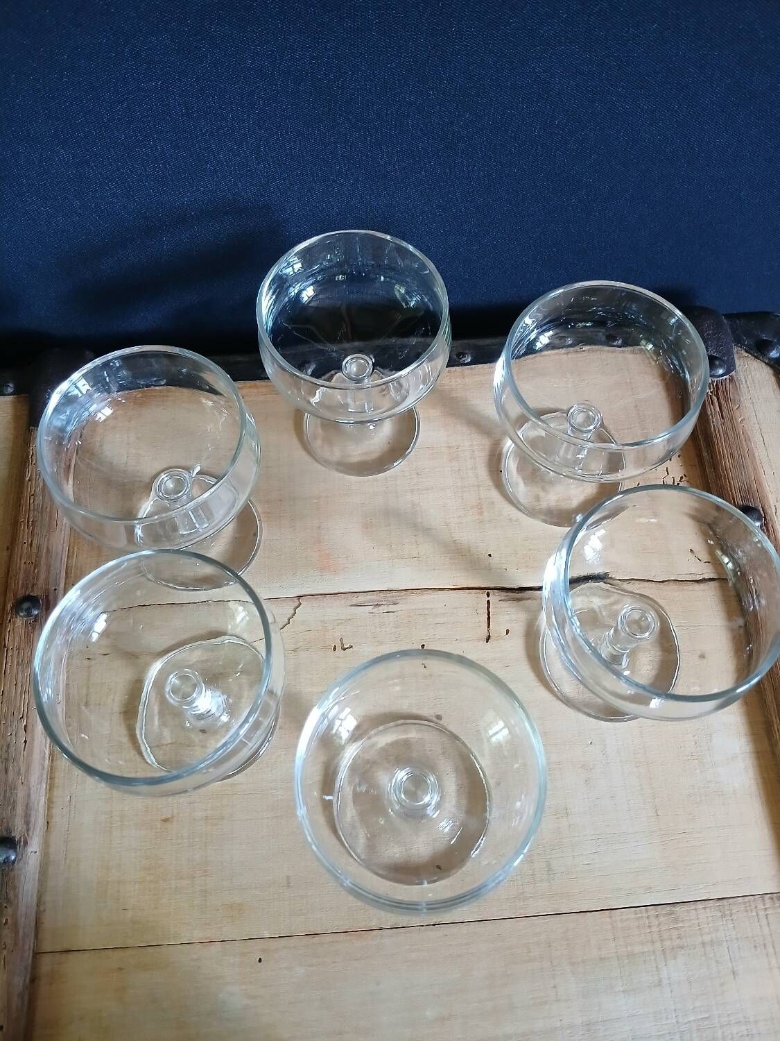 6 antique champagne glasses