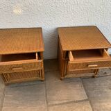 Pair of rattan bedside tables