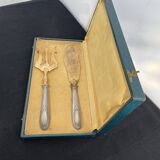 Couvert de service à poisson, argent fourré, métal doré, France