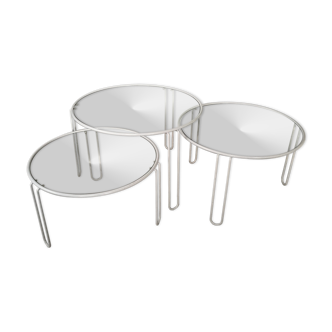 Set de 3 table basses rondes vintage