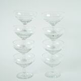 Set of 8 engraved champagne glasses, flower motifs, 1960