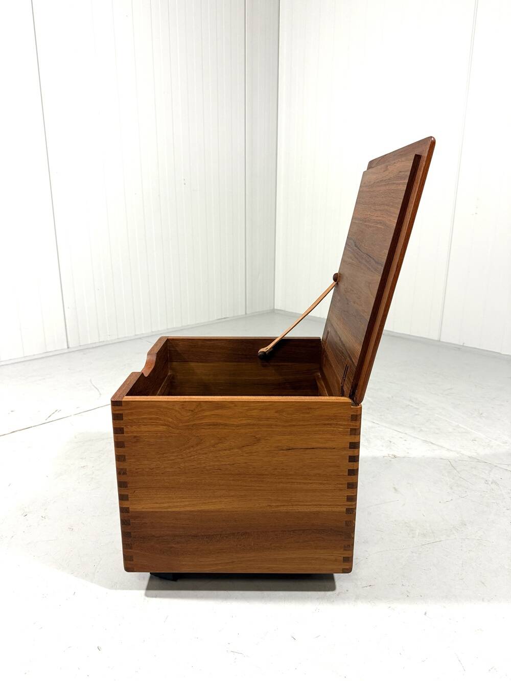 Salin Nyborg teak storage box side table on wheels, Denmark 1960’s