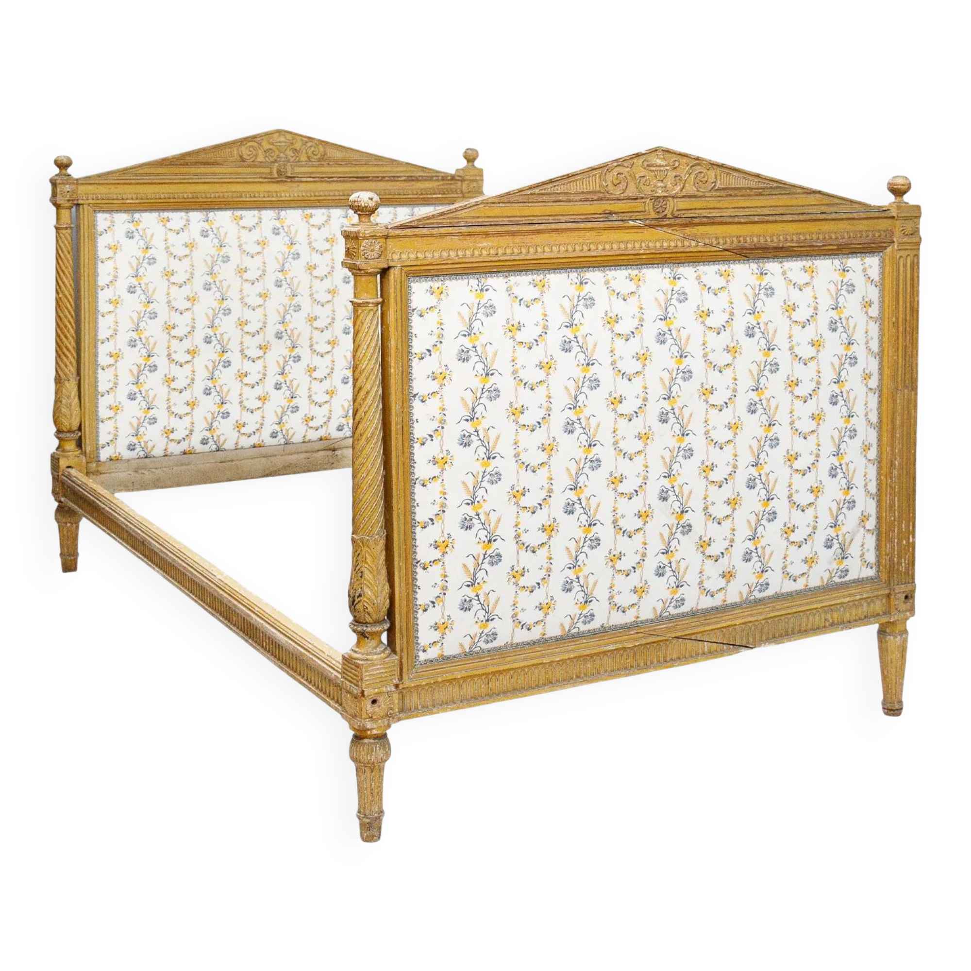 19th century Louis XVI style carved and painted daybed bed frame