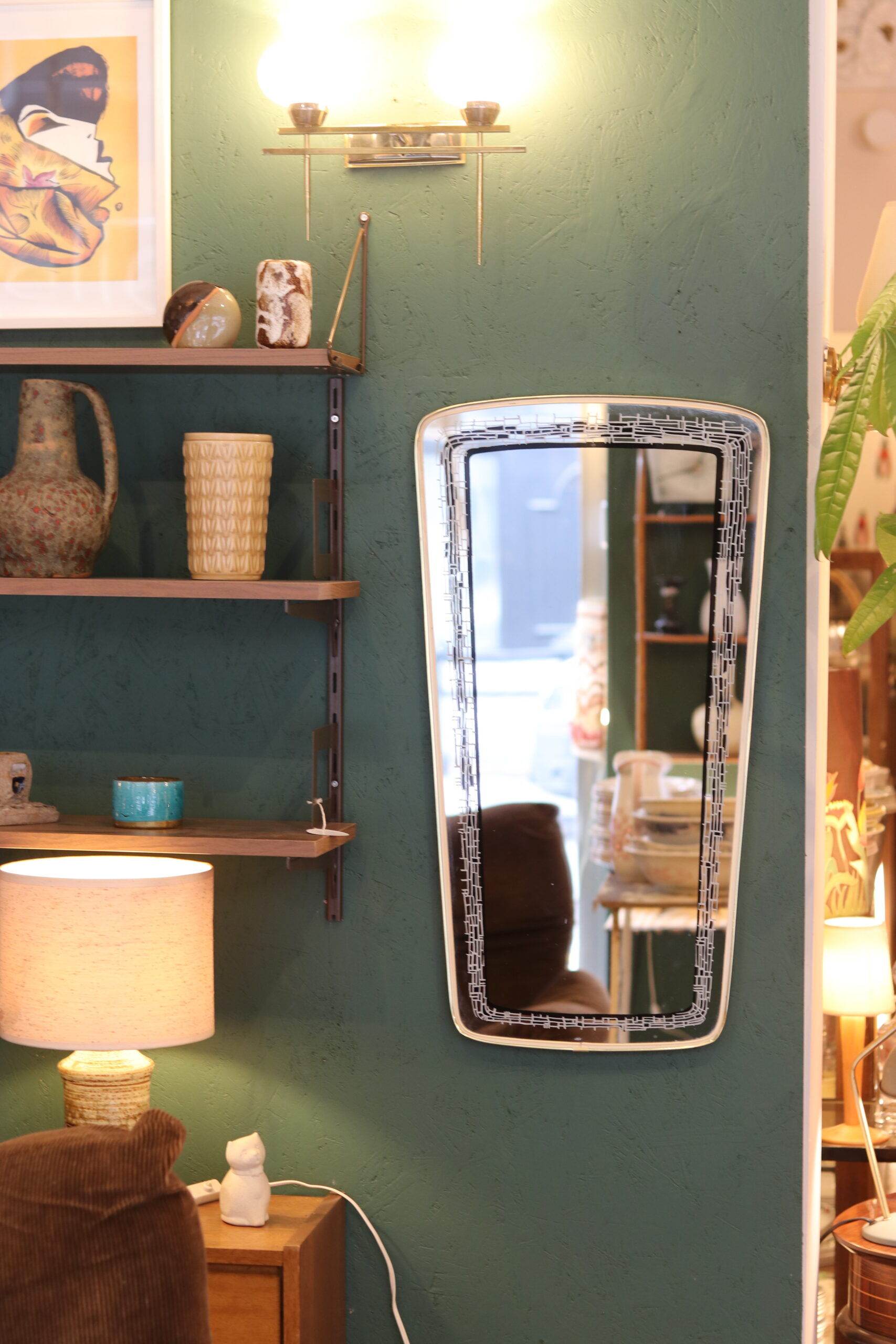Large 1950s rear-view mirror