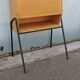 Vintage light oak secretary desk with metal base