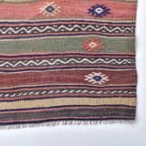 5x11 Red Blue Vintage Kilim Rug 149x326Cm