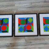 Optical Art Triptych - Victor Vasarely - 3 Frames 40x40cm