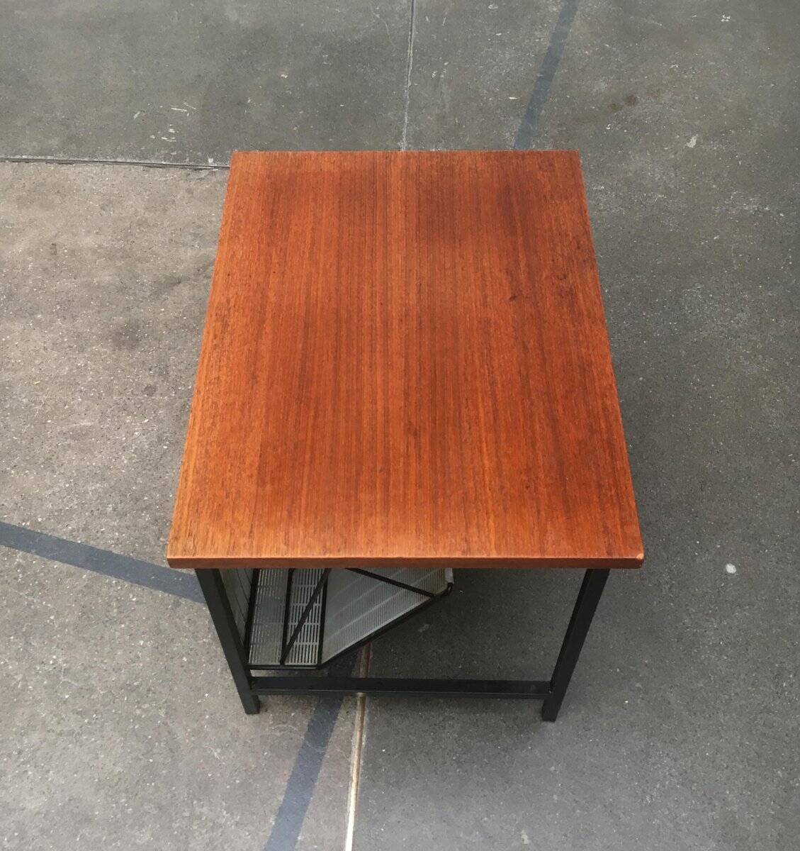 Mid-century teak side table with magazine rack.