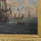 « Vue d’un port animé » huile sur toile et son cadre, xviiième siècle