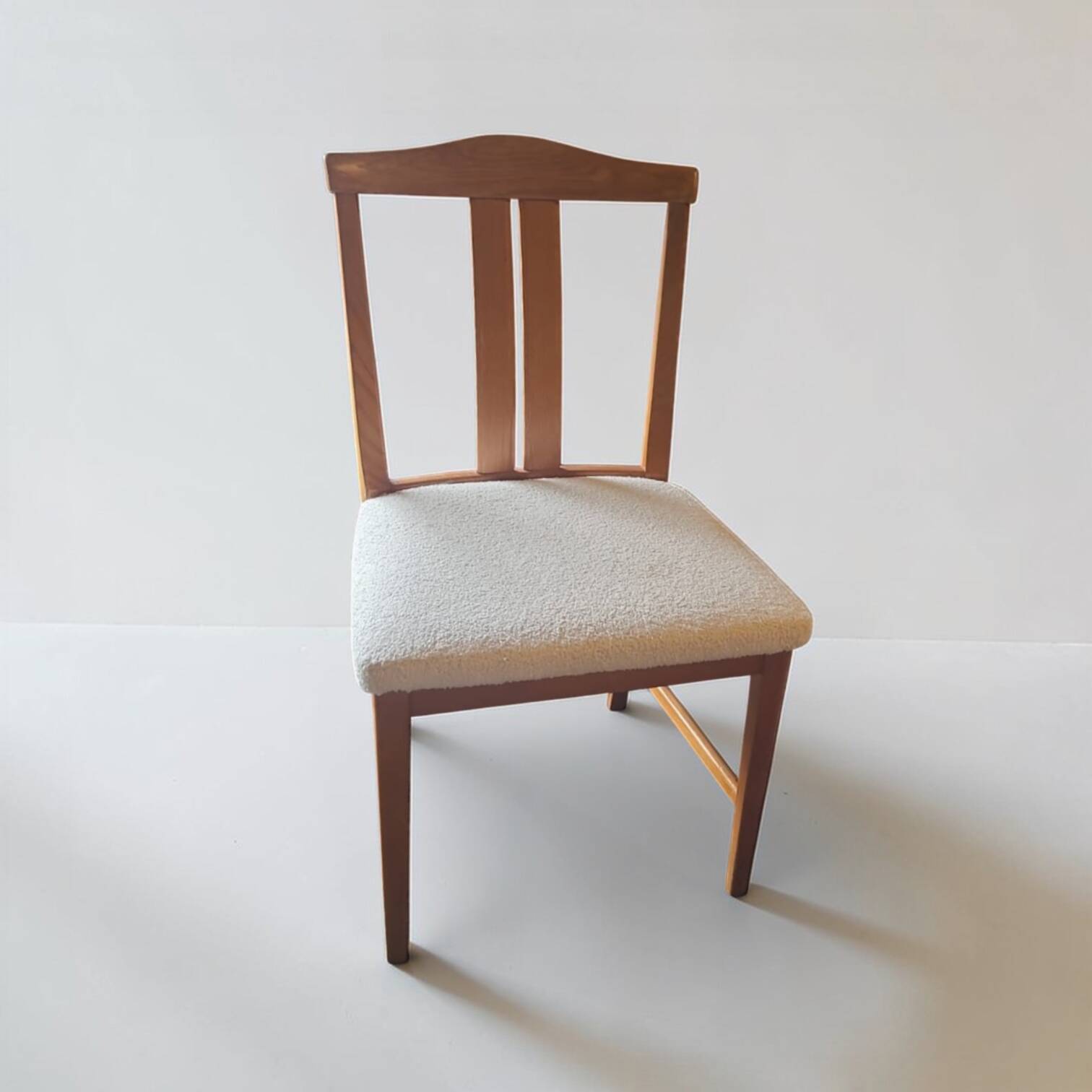 Vintage chair imitation white sheepskin suede 1960
