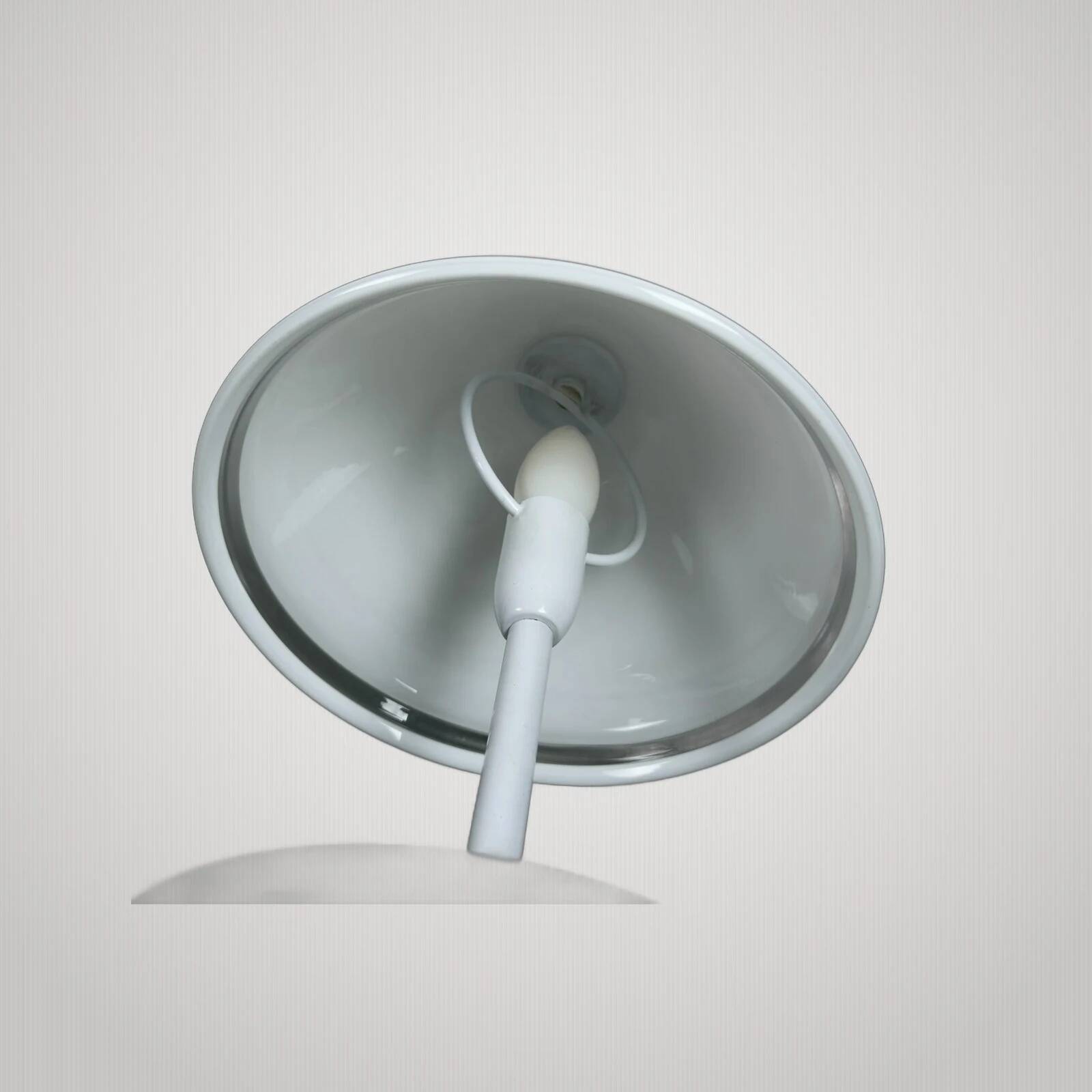 Lampe de table champignon en verre Murano et métal blanc, 1970