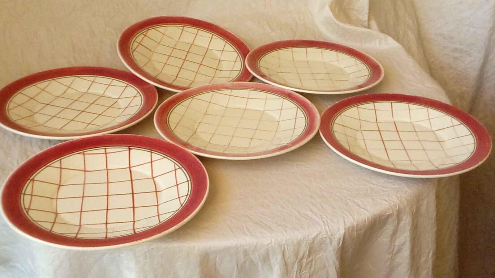6 assiettes a dessert porcelaine opaque de gien modele michel art deco