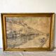 Old framed river watercolor 45.5 X 59