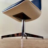 Strafor office chair in imitation leather, resin and chrome metal, 1970s