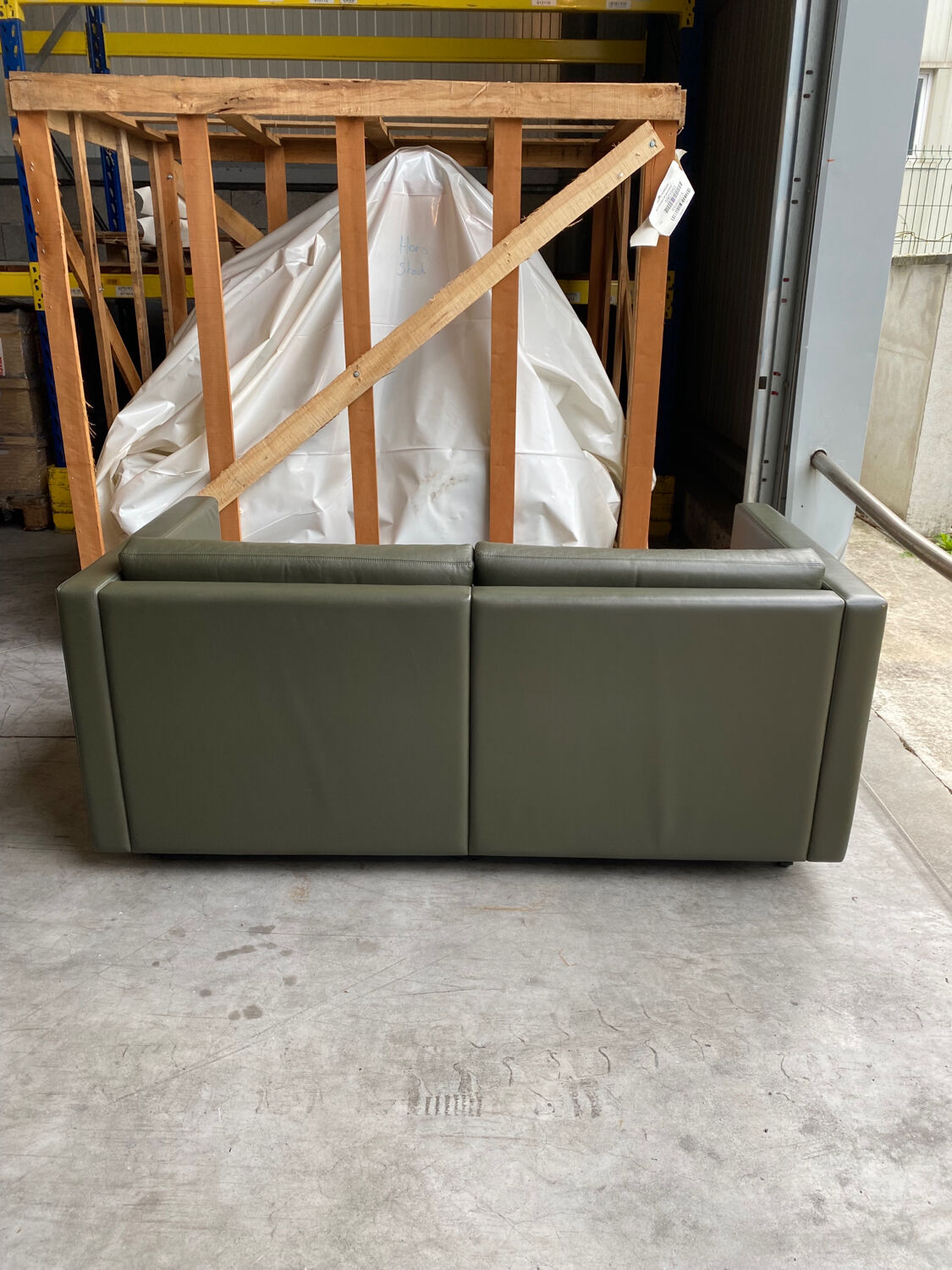 2-seater sofa and 2 armchairs set Pfister for Knoll khaki leather