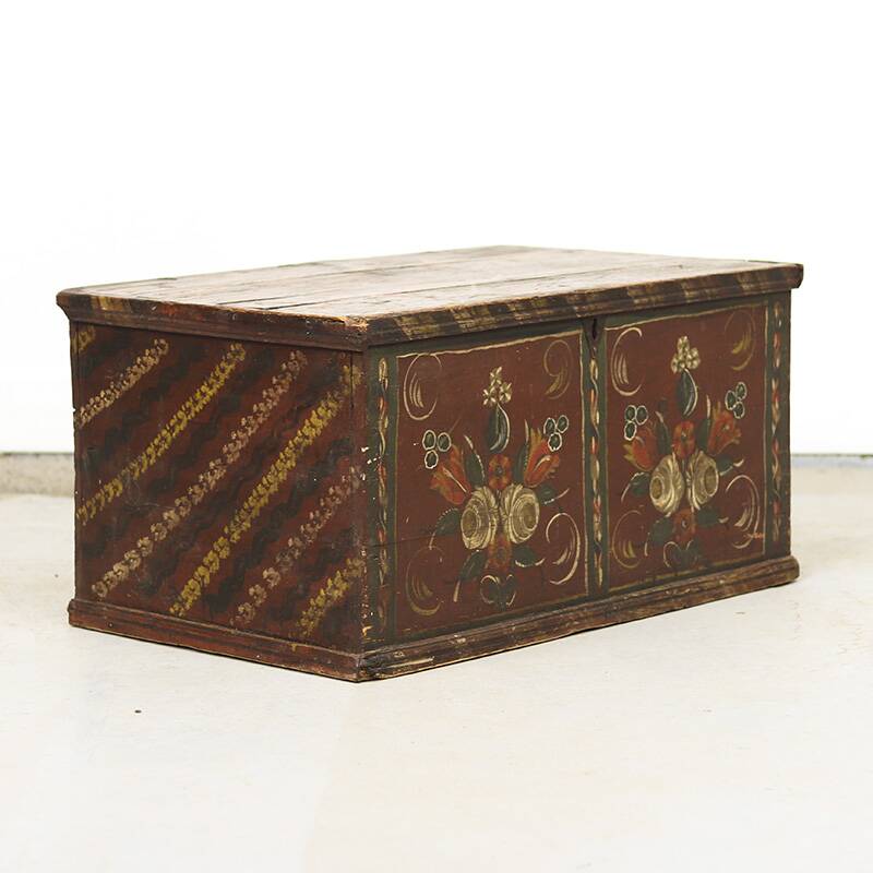 Folk art painted wedding chest