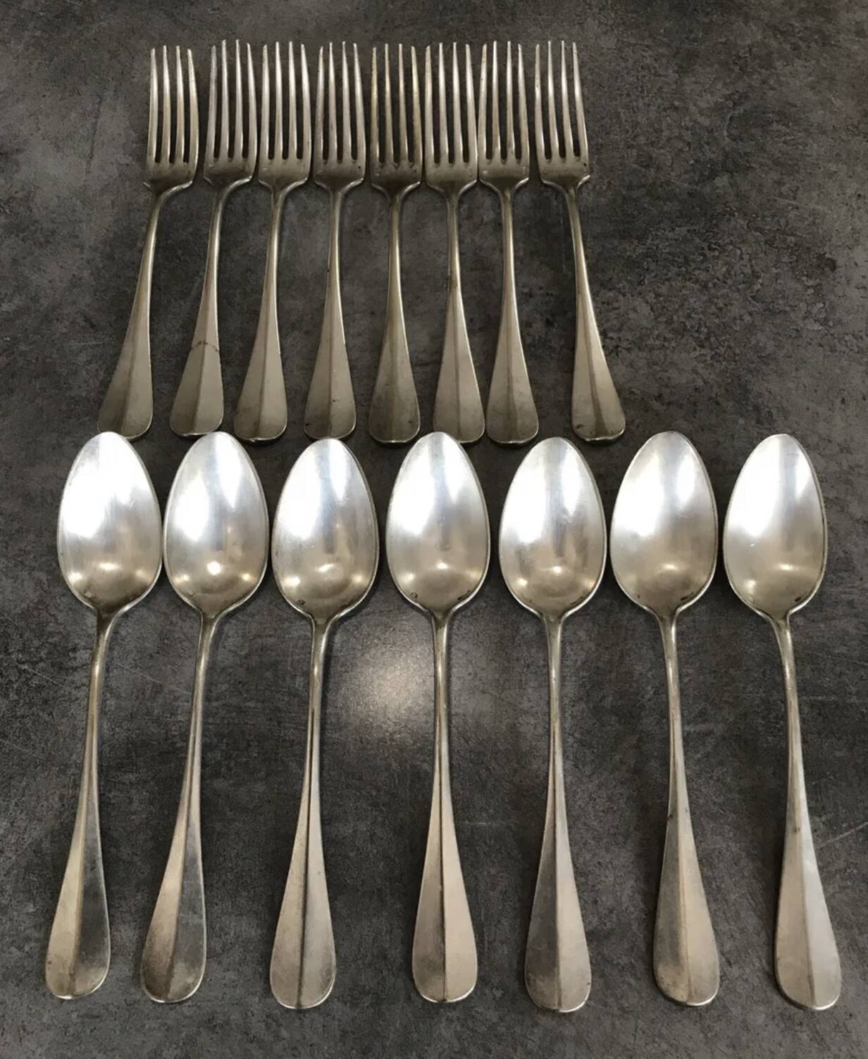 Lot of 15 old cutlery in monogrammed silver metal, christofle goldsmith