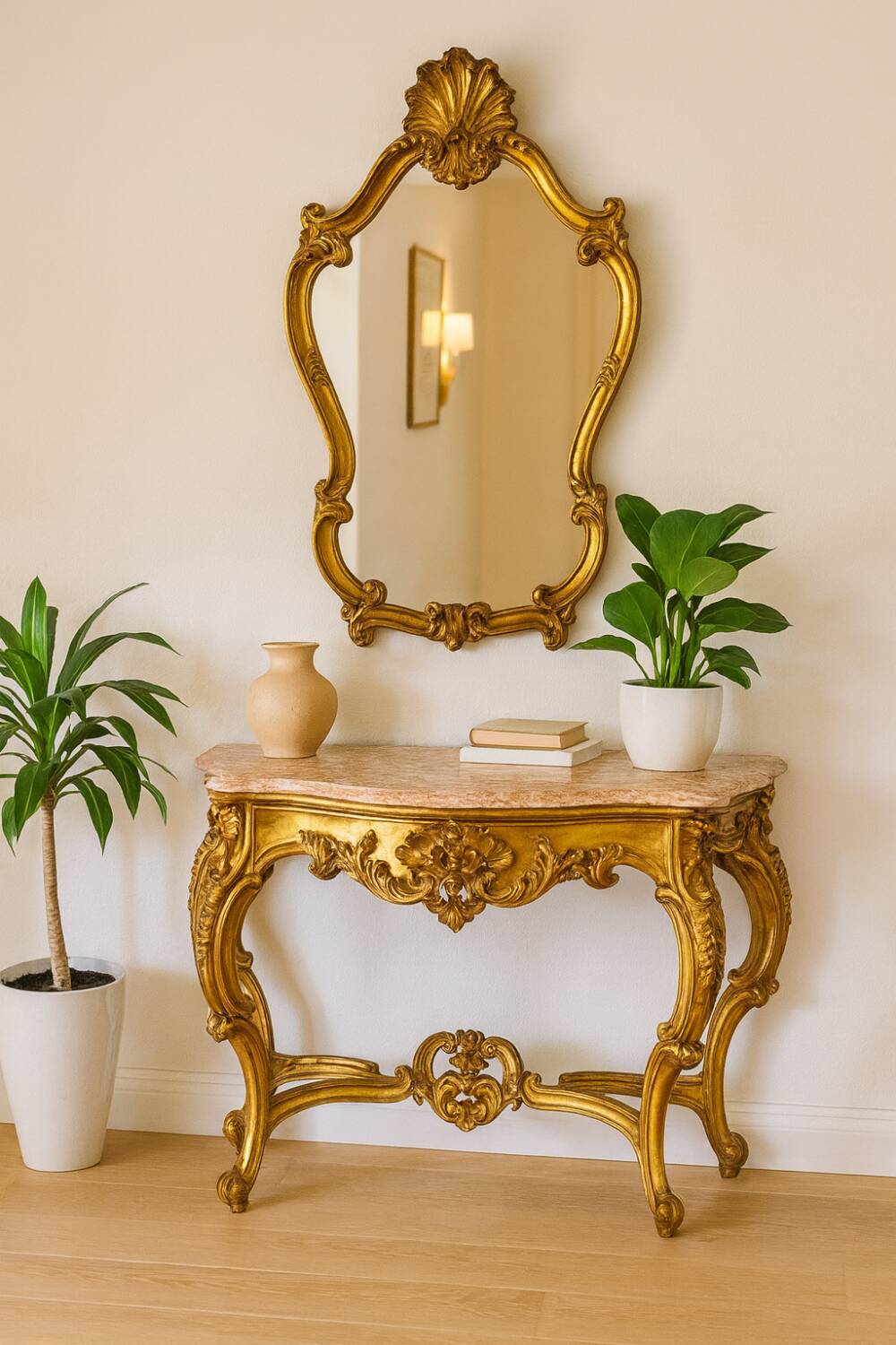 Louis XV style gilded mirror, mid-20th century, 89×54cm