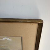 Framed watercolor seaside house