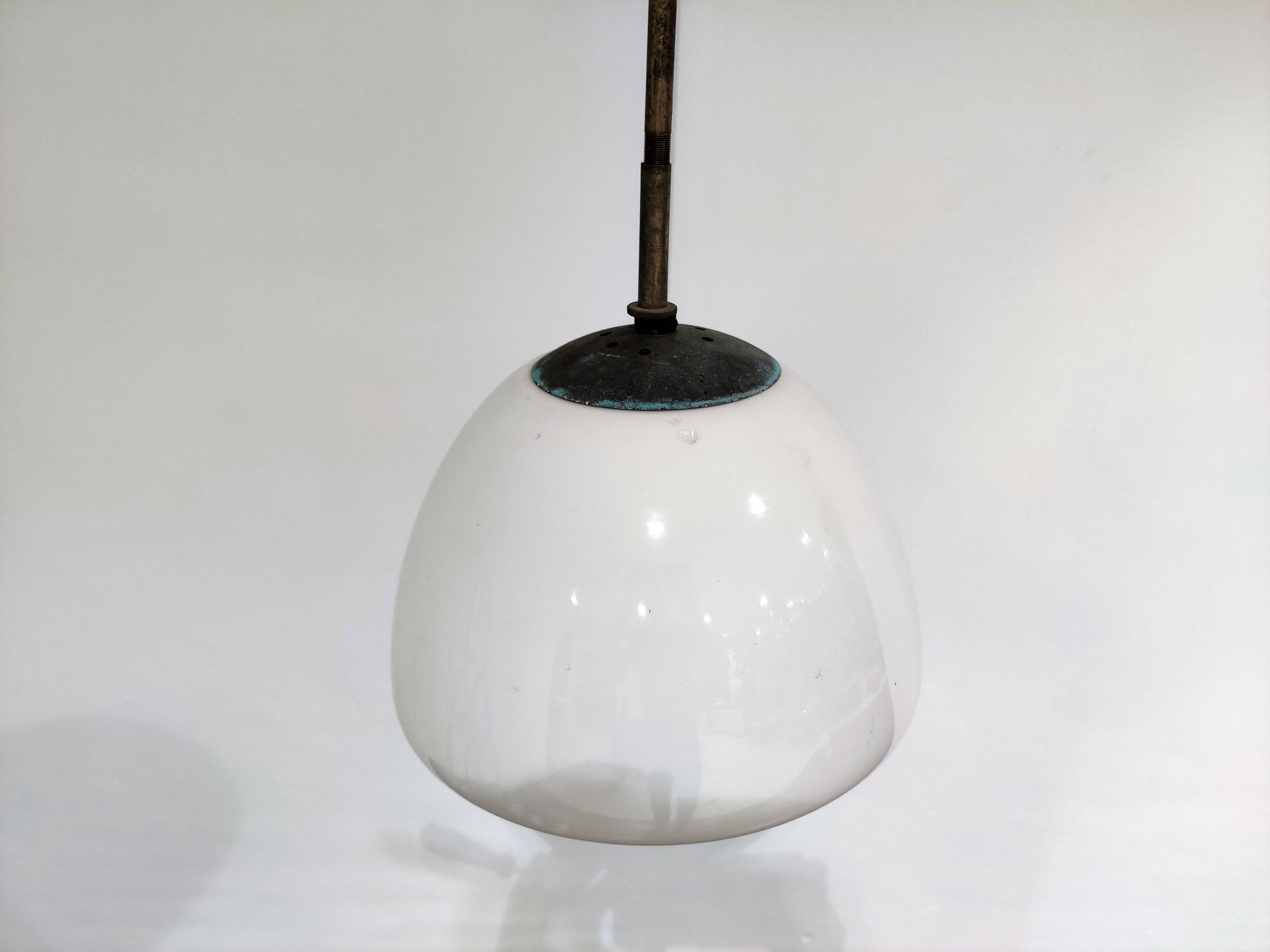 Antique opaline pendant light, 1930s