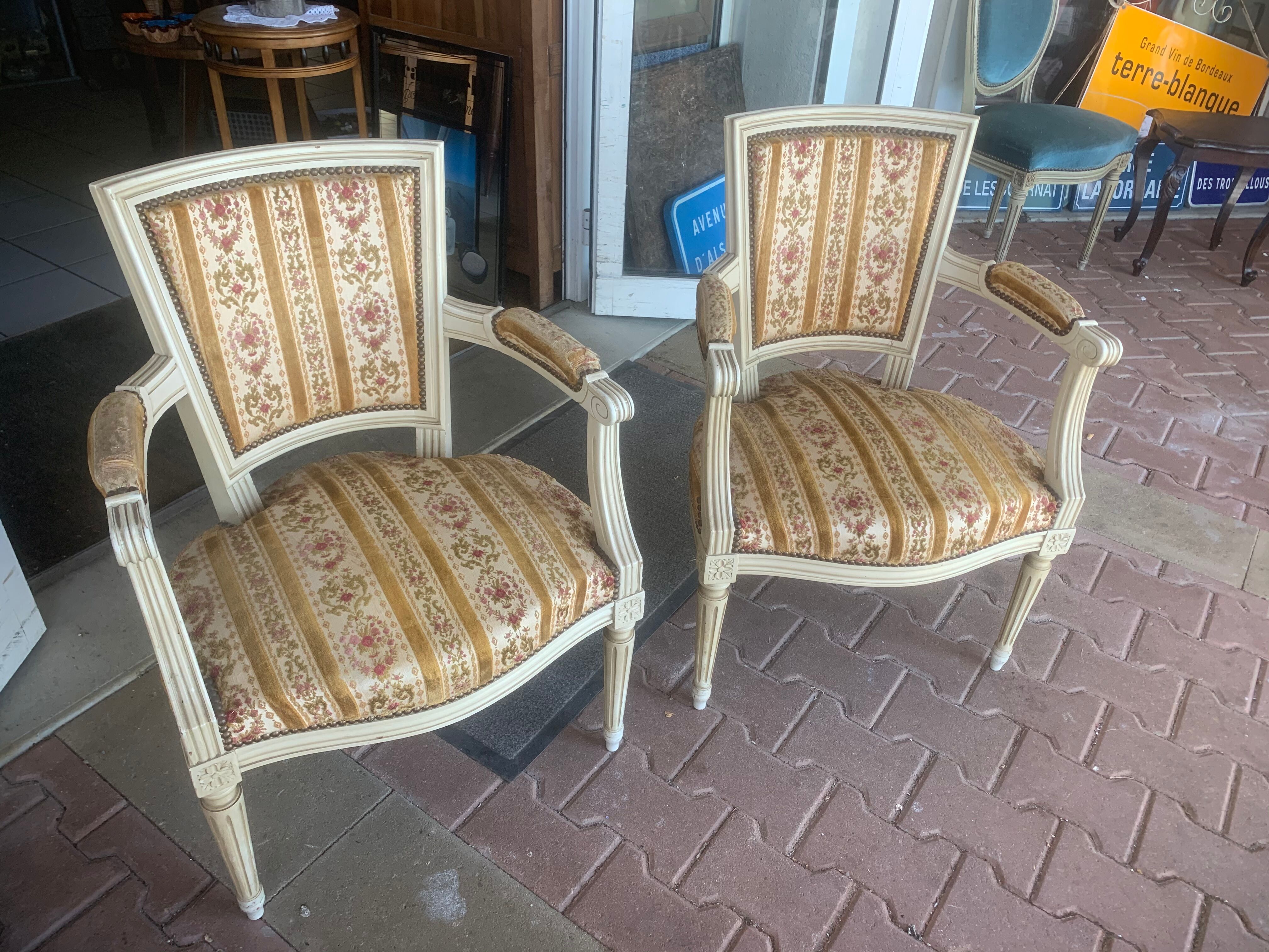 Louis XVI armchair pair
