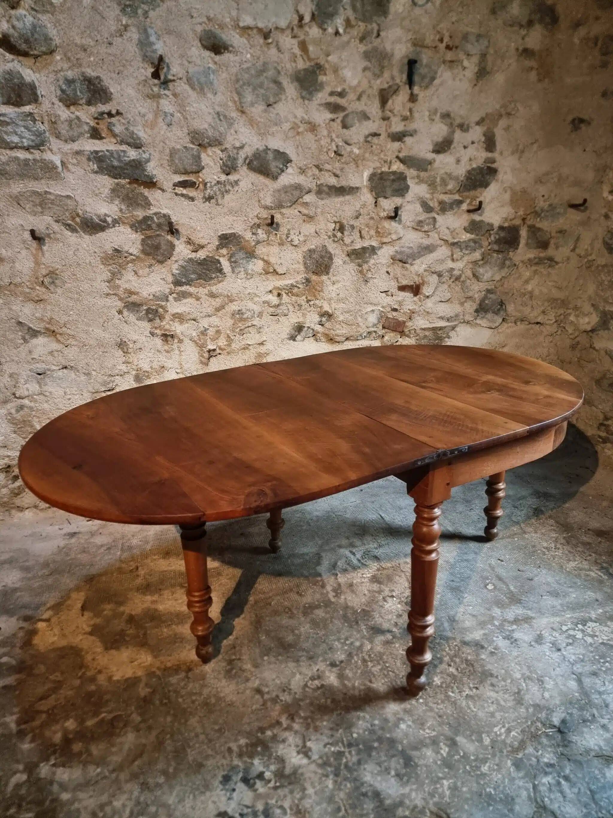 Antique folding demi-lune table, dining table, console.