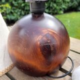 Solid wood ball table lamp, pink geometric lampshade