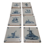 Carreaux anciens xviii siècle delft lot de 8