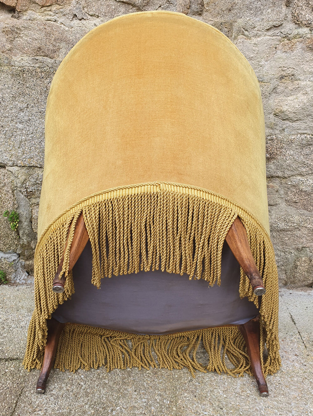Fauteuil crapaud Style Napoléon III ocre jaune vintage, années 40