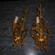 Pair of wall lamps gold patinated vintage metal