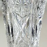 Tulip-shaped single-flower vase. Bohemian crystal. Stars/crosses, 21 cm