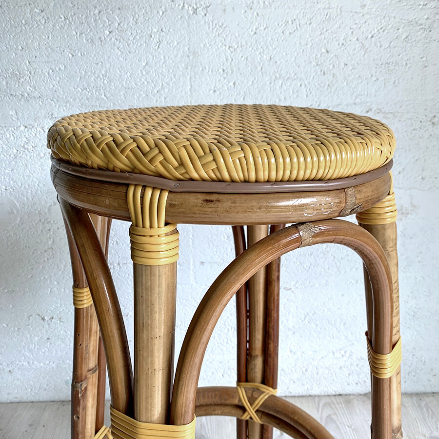 Vintage rattan bar stool 70's