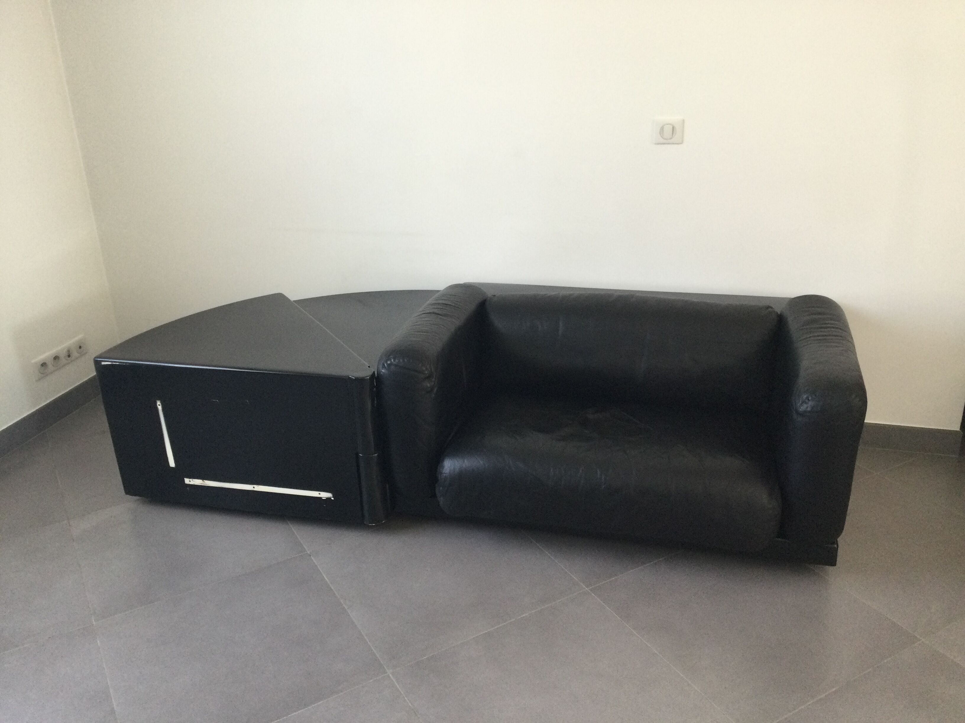 Canapé gradual lounge cuir noir Cini Boeri - knoll/gavina