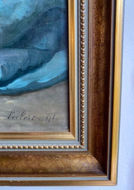 Ancient painting, dead nature with dahlias, signed, dated, late 19th century