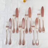 Fish cutlery for 6 Christofle Godrons initials E. L. circa 1910-20