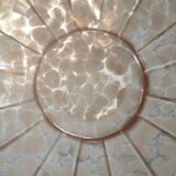 Grand globe art déco verre moucheté rose