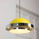 Space-age italian yellow and chrome metal pendant lamp, 1970s