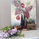 Tableau vintage bouquet de fleurs lilas