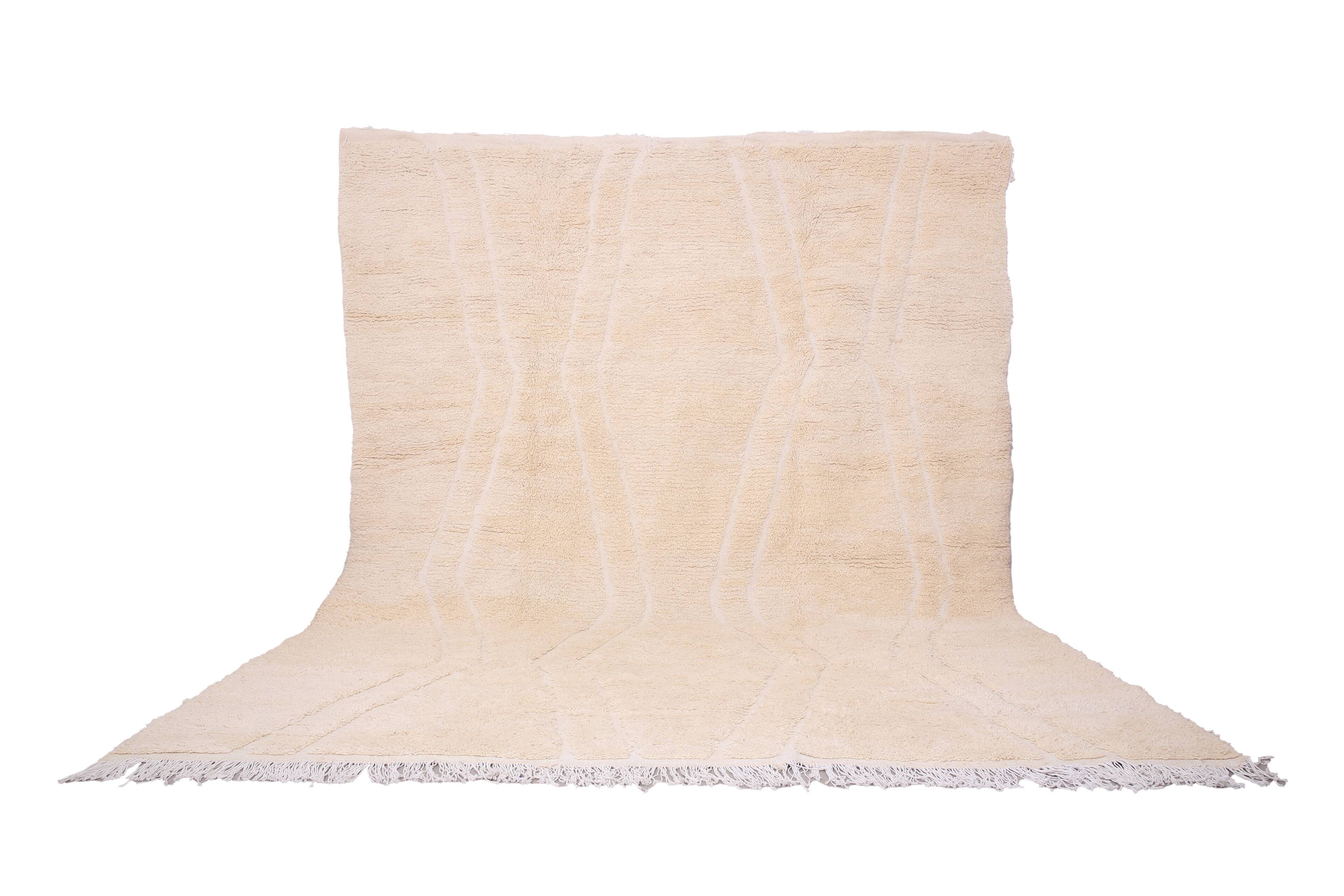 Beige Beni Ourain rug 290 x 360 cm - Moroccan Rug Handmade - Berber Rug