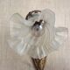 French art nouveau bronze wall light white frilled patterned glass shade 4213