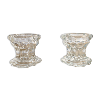 Pair of glass candle holders