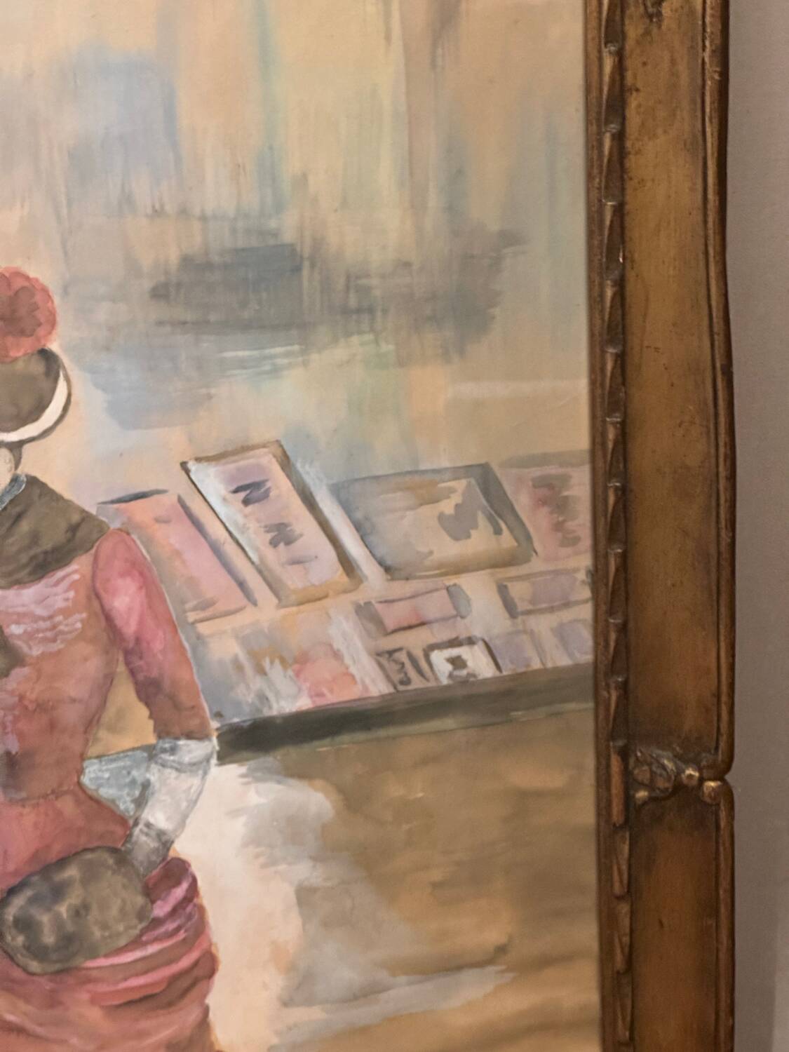 Large Framed Watercolor - An Elegant Woman - Signed 1900s