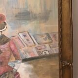 Grande Aquarelle Encadrée - Une Élégante - Signée période 1900