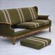 1970s, Danish 3-seater sofa, furniture wool, solid oak wood.