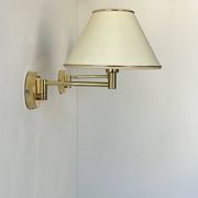 Vintage adjustable wall lamp, brass and beige fabric, France 1970