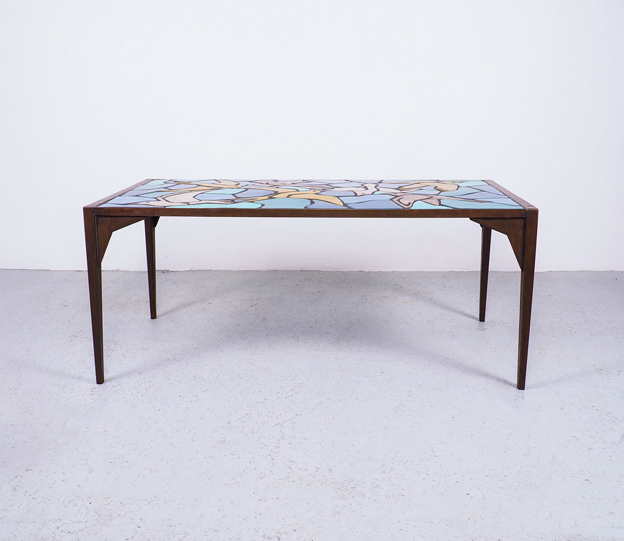 Ceramic mosaic tile coffee table with bird motif, 1970s