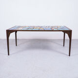Ceramic mosaic tile coffee table with bird motif, 1970s