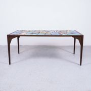 Ceramic mosaic tile coffee table with bird motif, 1970s